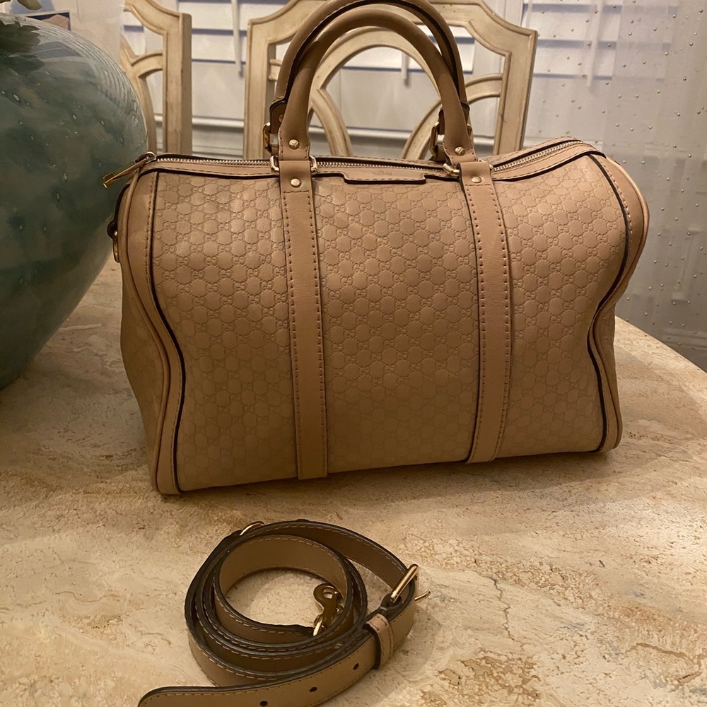 Gucci MicroGuccissima Embossed Leather Boston Bag